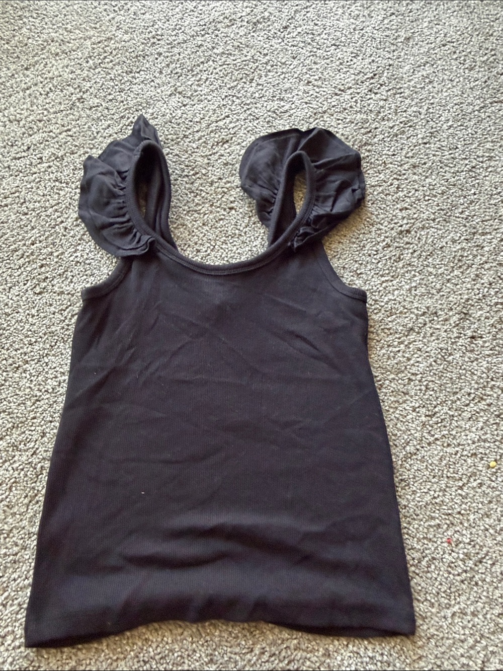Old Navy Black Ruffled Strap Ribbed Tank - Picture 3 of 3